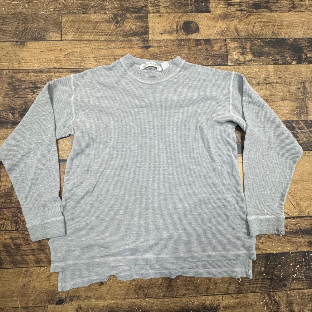Naturalife‎ Mens Thermal Long Sleeve Shirt Gray Cotton Blend XL TG Mock Neck